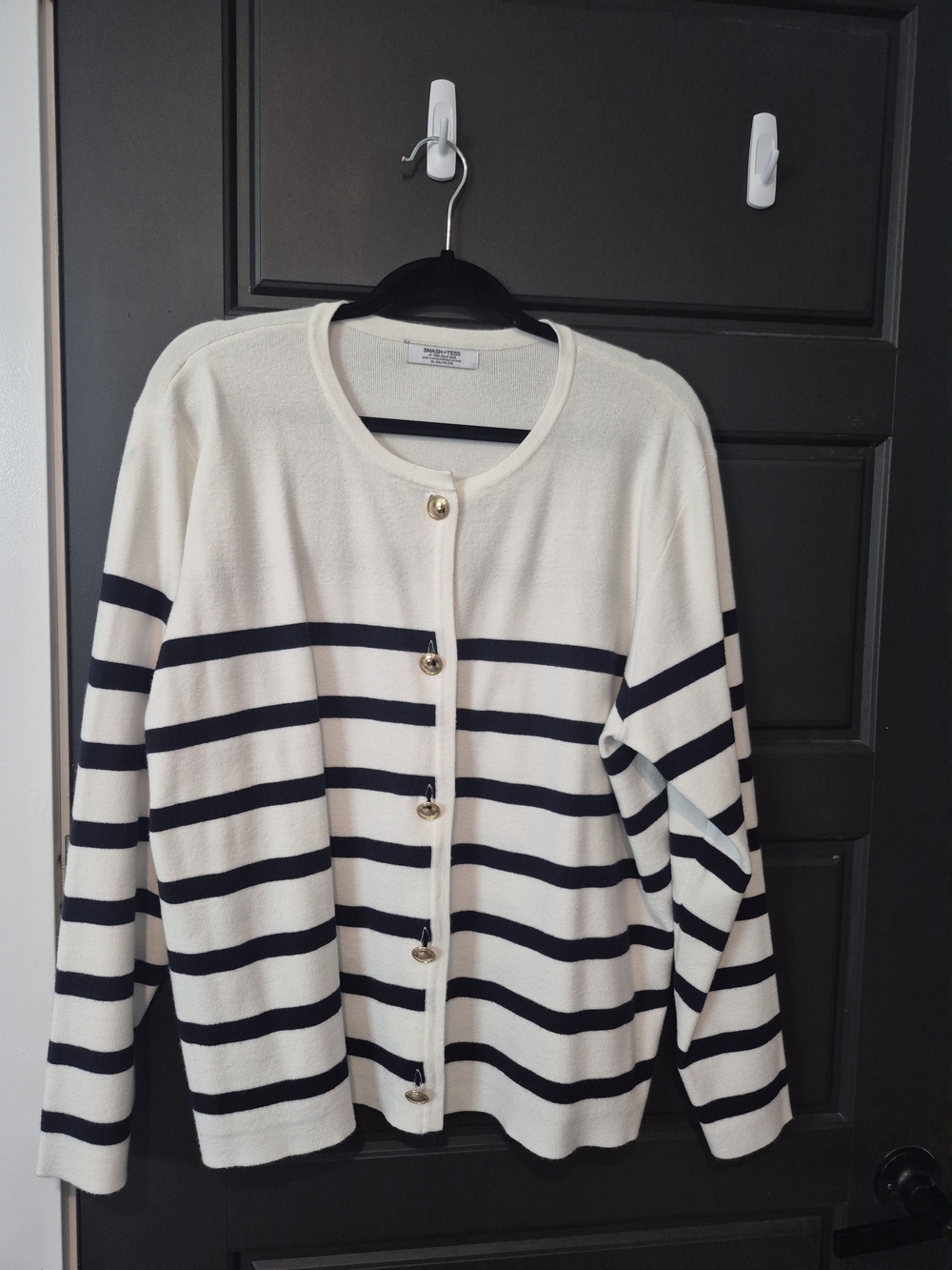 Smash + Tess Jilly Box Cream and Navy Striped Button Cardigan